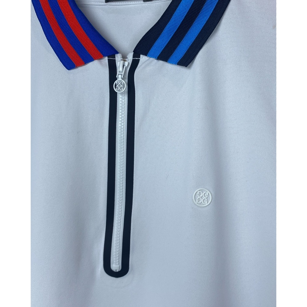 G/FORE Womens White Quarter Zip Performance Golf Polo Shirt Striped Trim Size M - Picture 6 of 9